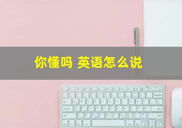 你懂吗 英语怎么说